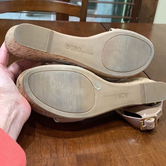BCBGENERATION Platform Cork Sandals Sz 9.5 Beige - Picture 10 of 10